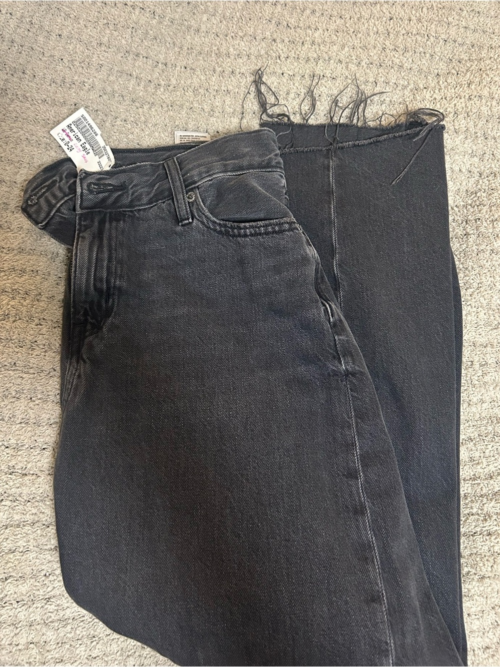 American Eagle Black Denim Maxi Skirt with Front Slit